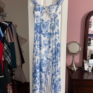 Blue and White Floral Dress
